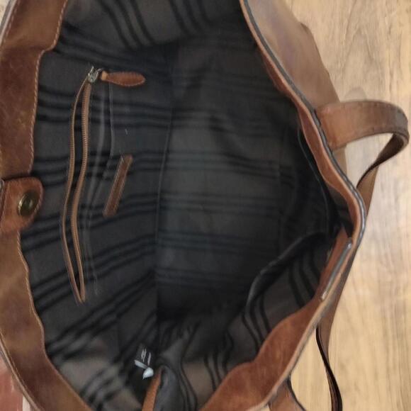 Frye Melissa Leather Shopper Tote Cognac Brown Handbag Purse - Picture 5 of 9